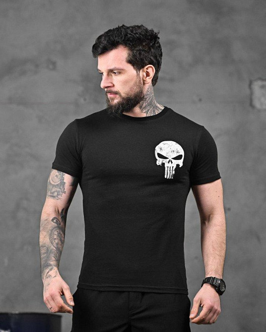 Хлопкова мілітарі футболка порожнеча чорна ДЛ6351 Одесса - изображение 1