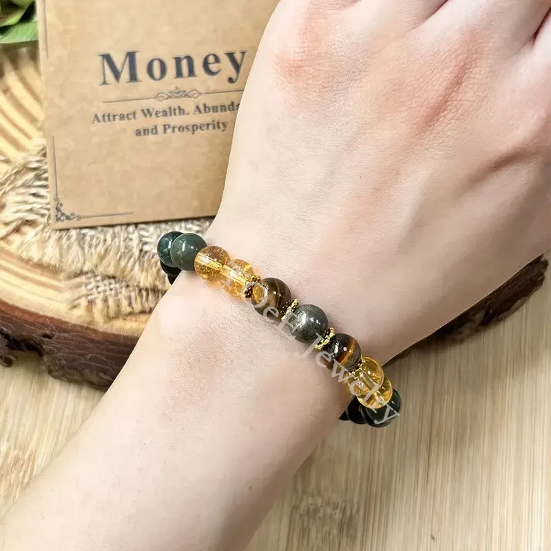 Браслет из натуральных камней для денег и удачи – тигровый глаз, агат, кварц, обсидиан (унисекс) Киев - изображение 5