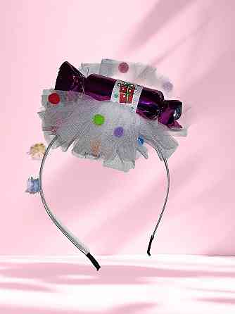 Новогодний обруч для волос конфетка с фатином one size ручная работа розовый Киев