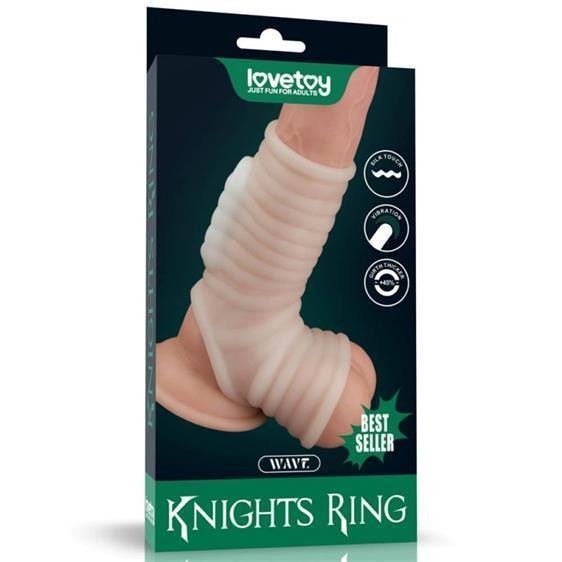 Насадка на член - Vibrating Wave Knights Ring With Scrotum Sleeve White Sex Aura Киев - изображение 1