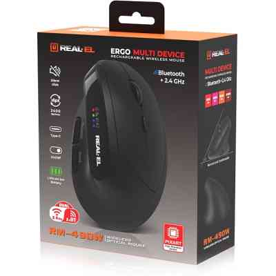 Мышка REAL-EL RM-490W Wireless/Bluetooth Black (EL123200058) Винница