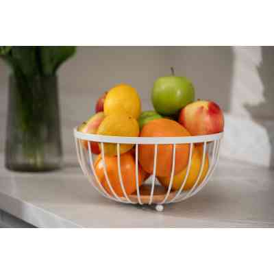 Фруктовница Ardesto Midori 25х25х13см, метал, дерево, білий (AR0904W) Винница