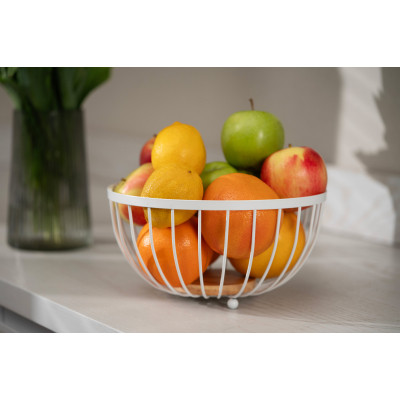 Фруктовница Ardesto Midori 25х25х13см, метал, дерево, білий (AR0904W) Винница - изображение 3