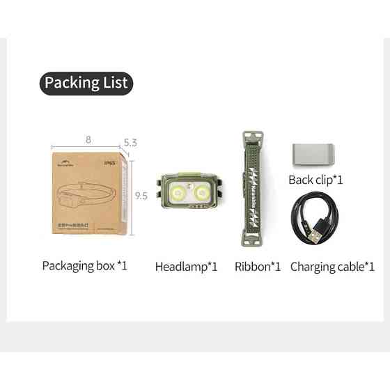Ліхтар налобний Naturehike CNK2550ZM011, сірий Киев