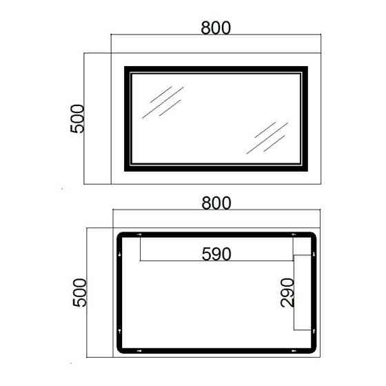 Дзеркало настінне прямокутне сенсорне Qtap Cardinal 800х500 з LED-підсвіткою Touch, з антизапотіванням Харків