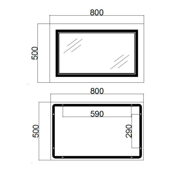 Дзеркало настінне прямокутне сенсорне Qtap Cardinal 800х500 з LED-підсвіткою Touch, з антизапотіванням Харків - фото 2