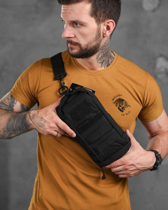 Сумка на плече тактична рюкзак однолямовий silver knight чорна ВН11060 Одеса - фото 1