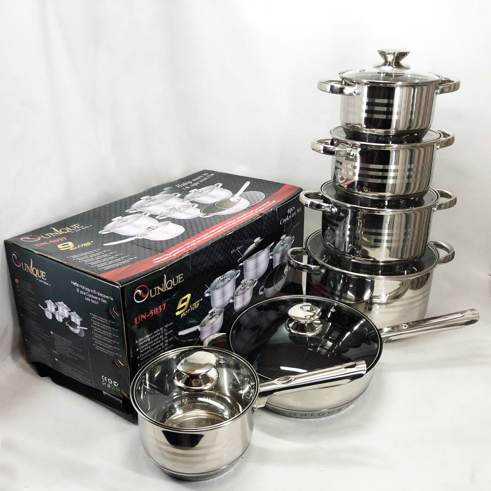 Набор кастрюль для плит UNIQUE UN-5037 12шт, Набор кастрюль-сотейников посуды для любых плит NF-22 Львов - изображение 5