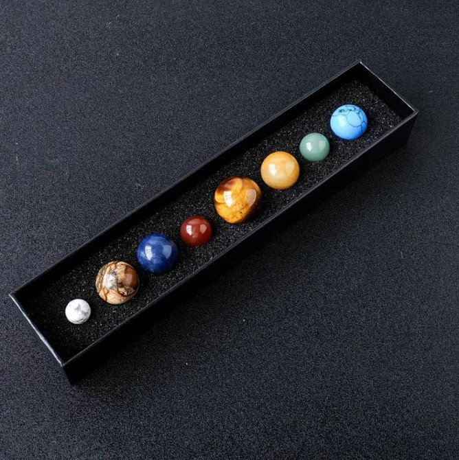 Набор из 8 планет солнечной системы из натурального камня в коробке, Декор на тему Галактики и Вселе Киев - изображение 1