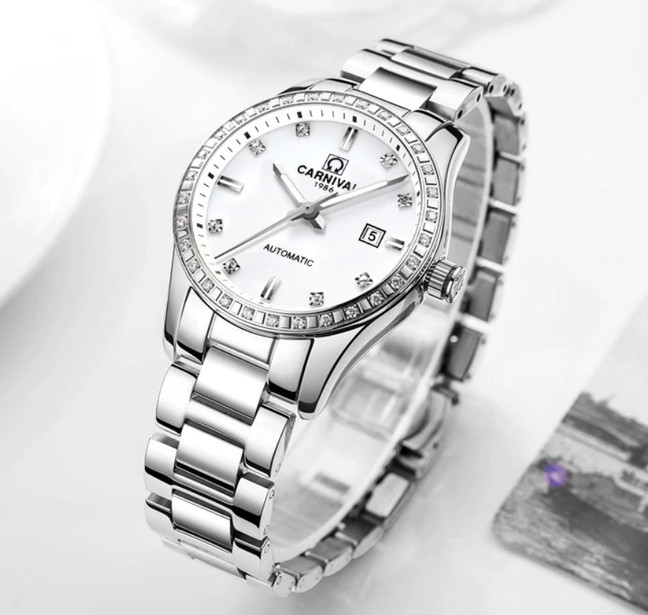 Часы женские механические Carnival Luiza White Leather (2 ремешка) Винница - изображение 5