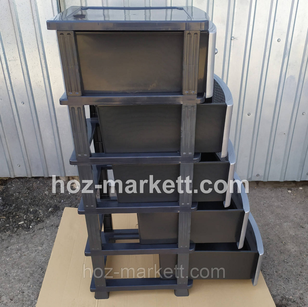 Пластиковий комод сірий на 5 ящиків виробництва Україна Харків - фото 2