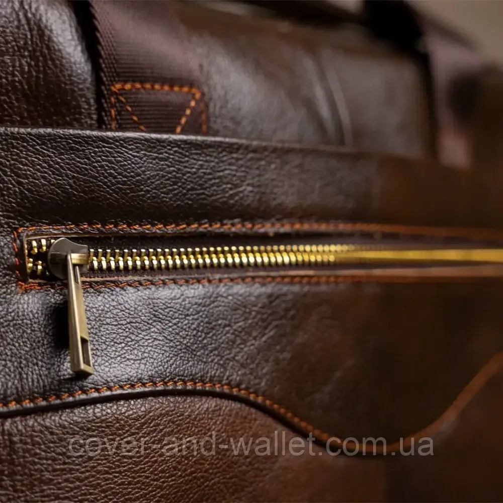 Чоловіча ділова шкіряна сумка під ноутбук та документи А4 коричневого кольору VINTAGE STYLE Київ - фото 8