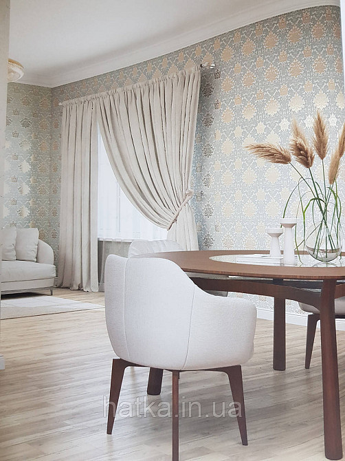 Шпалери метрові вінілові на флізелін Marburg Villa Romana класичні вензелі завитки золотисті блакитні Київ - фото 2
