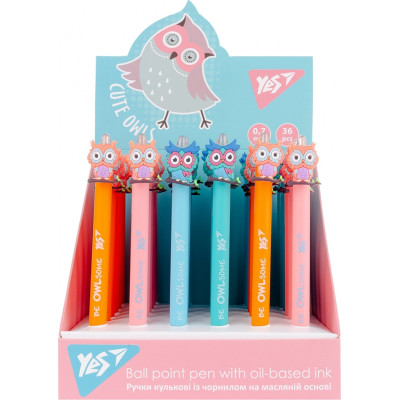Ручка шариковая Yes Cute owl автоматическая 0,7 мм синяя (412007) Винница - изображение 5