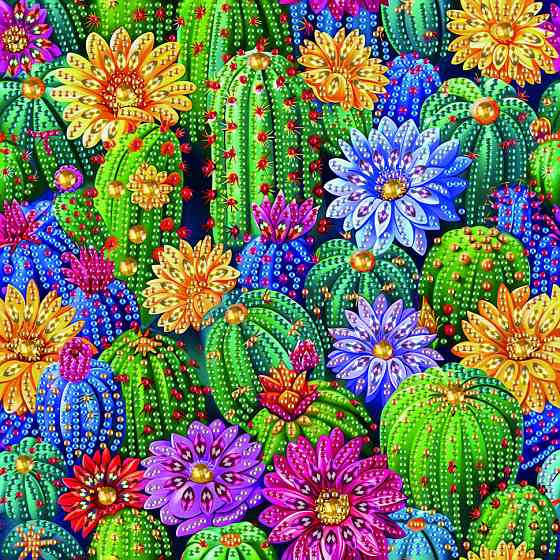 Алмазна мозаїка "Квіткові кактуси" BH014 неповна викладка 25х25 см Вінниця