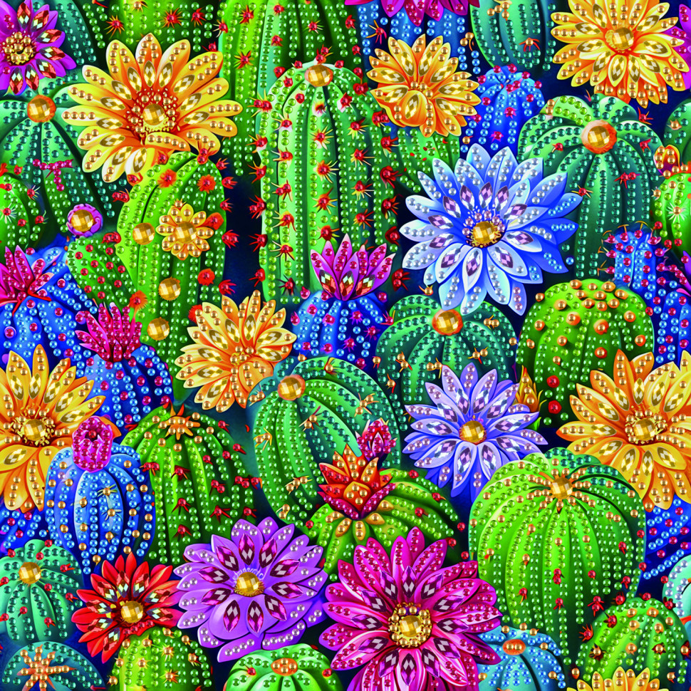 Алмазна мозаїка "Квіткові кактуси" BH014 неповна викладка 25х25 см Вінниця - фото 1