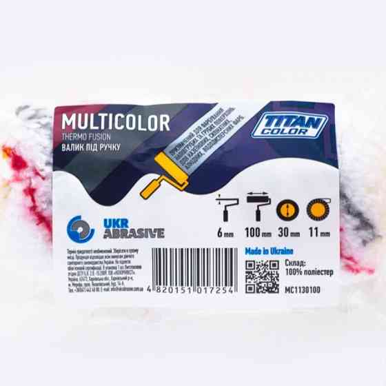 Валик хутряний під ручку 6х30х100 мм, ворс 11 мм TITAN COLOR МULTICOLOR 1 шт Рівне