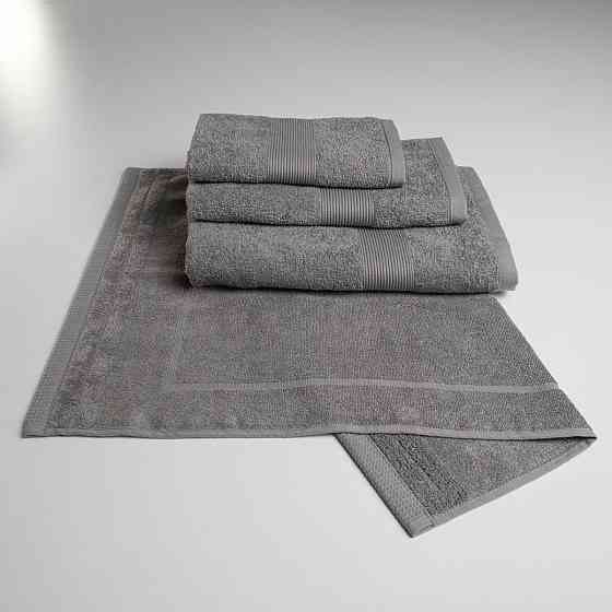 Набір банний махровий з Бордюром 4шт GM Textile 50х70см, 40х70см, 50х90см, 70х140см (Сірий) Суми