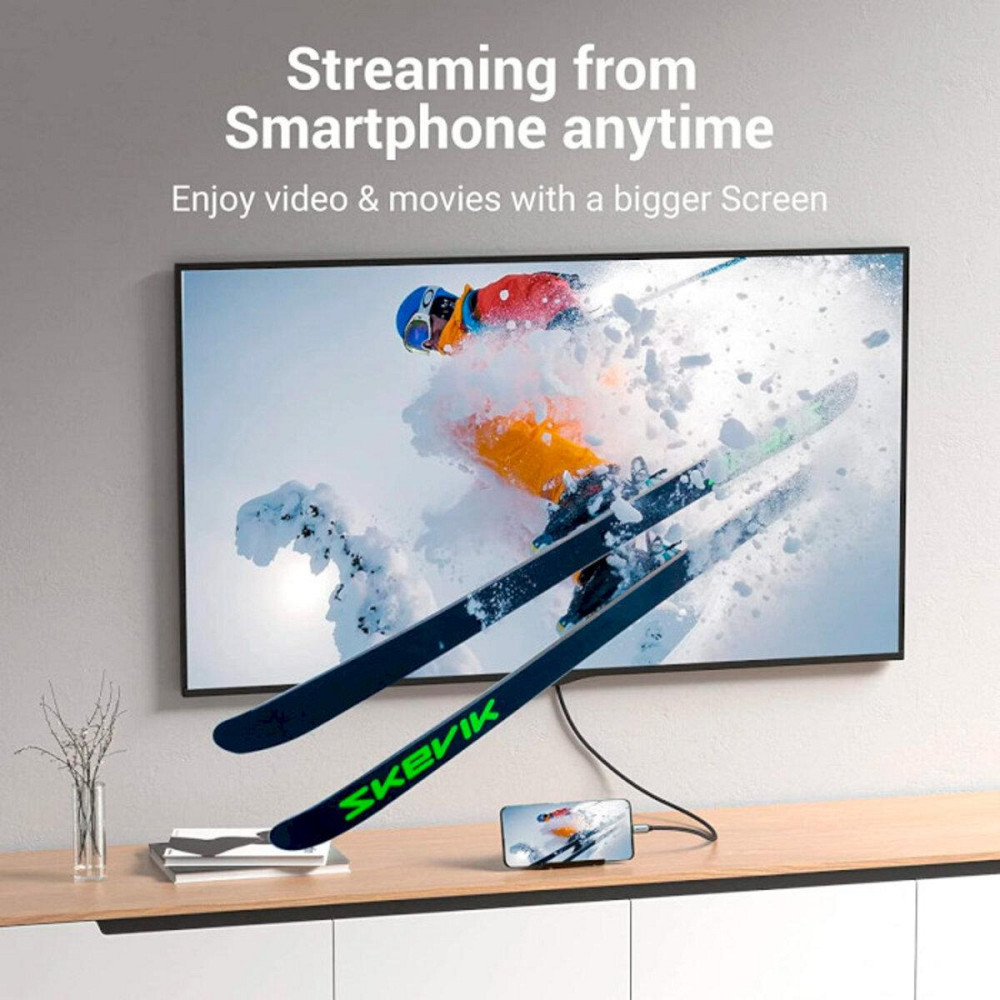 Відеоадаптер відео перехідник адаптер Vention Cotton Braided USB-C - HDMI Cable 1M Black Aluminum Alloy Type CRBBF Одеса - фото 4