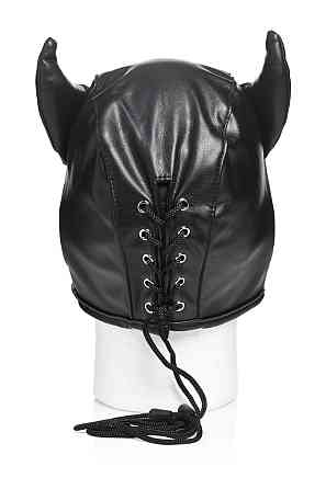 Маска з рогами Master Series: Dungeon Demon Bondage Mask with Horns, чорна Sex Aura Київ