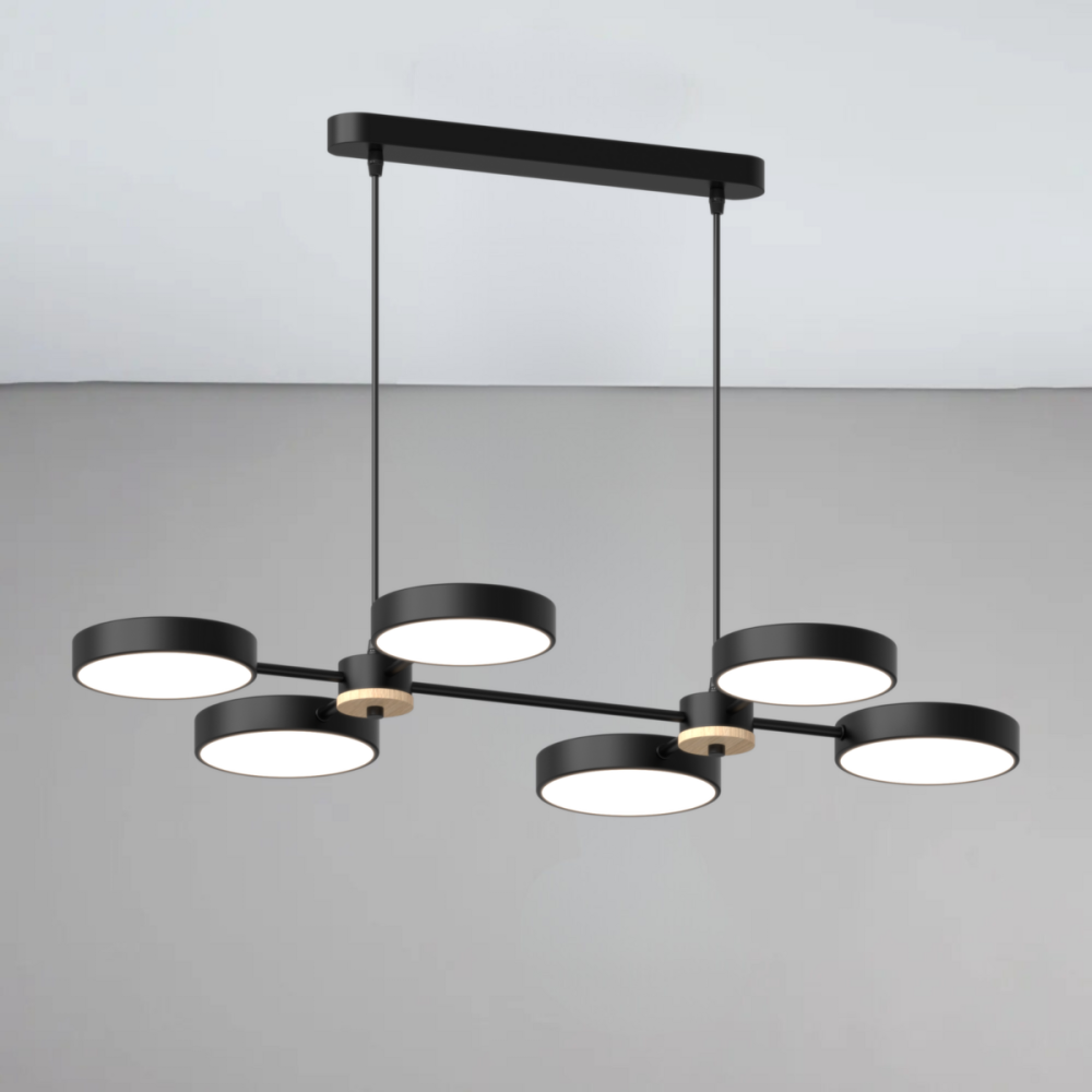 SIRIUS Люстра підвісна світлодіодна Sirius B X13284/6 BK+WOOD чорна Коломия - фото 1