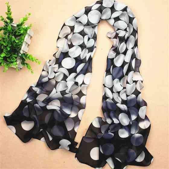 Жіночий шарф в горох чорний - розмір приблизно 150см на 47см, віскоза Київ