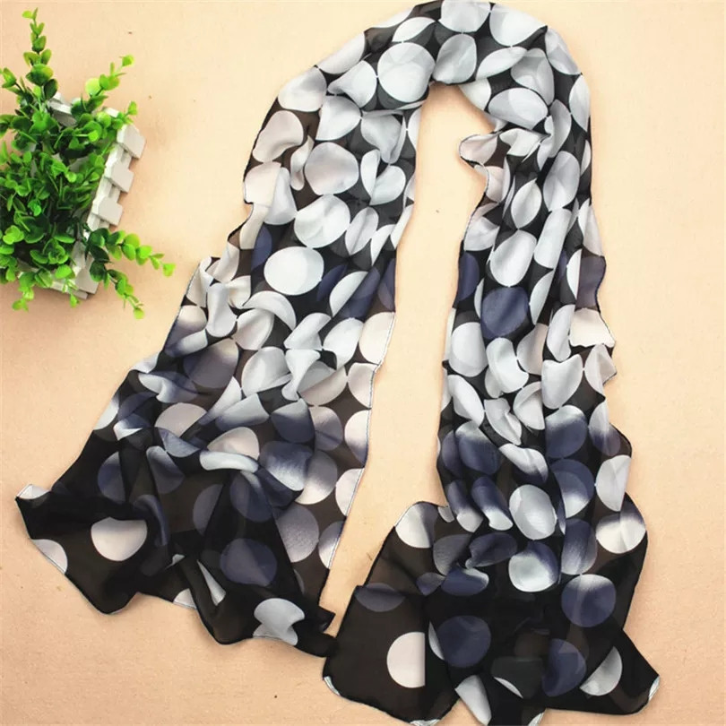 Жіночий шарф в горох чорний - розмір приблизно 150см на 47см, віскоза Київ - фото 1