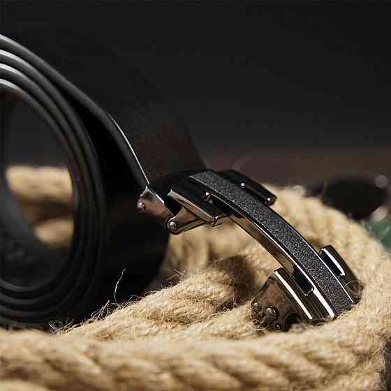 Ремень мужской с пряжкой уголки Черный (Vintage) Киев