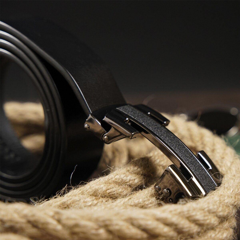 Ремень мужской с пряжкой уголки Черный (Vintage) Киев - изображение 4