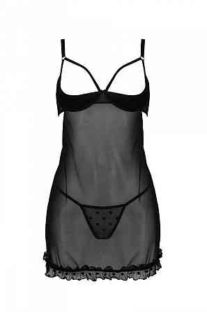 Эротический пеньюар Passion MARINA CHEMISE, XXL/XXXL, black Sex Aura Киев