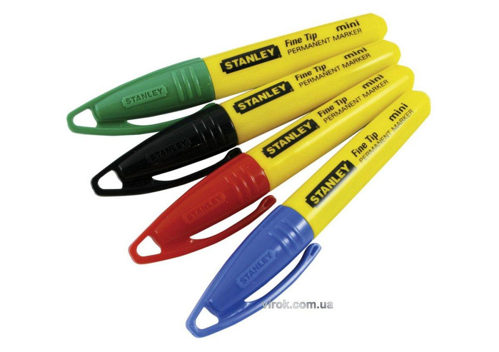 Маркери перманентні STANLEY : кольорові з загостреним наконечником. 4 (Шт/Уп.) Одеса - фото 1