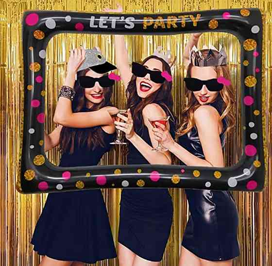 Надувная фоторамка для вечеринки реквизит для селфи декорация к празднику 78 на 65 см чёрная Киев