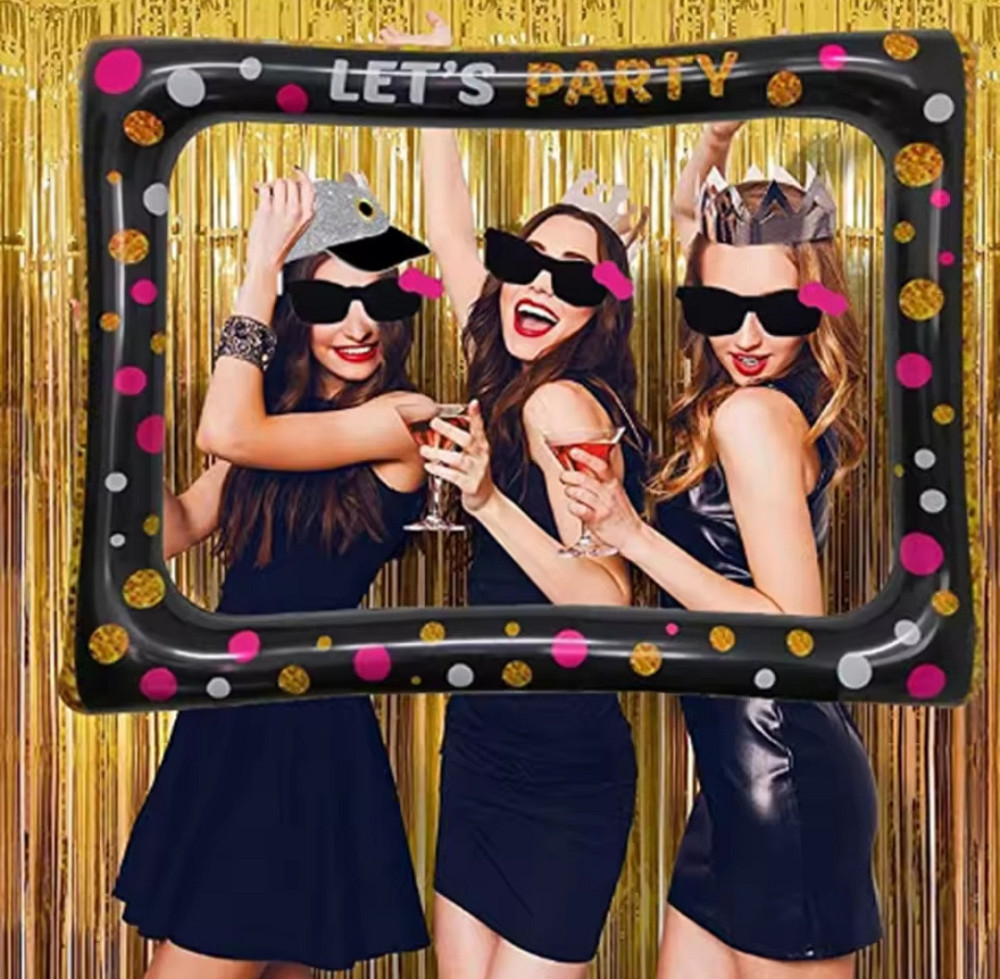 Надувная фоторамка для вечеринки реквизит для селфи декорация к празднику 78 на 65 см чёрная Киев - изображение 3