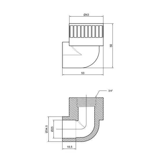 Куточок PPR Thermo Alliance 25х3/4" ВР Київ