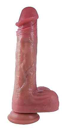 Фаллоимитатор с мошонкой на присоске, из мягкого двухслойного силикона OYO - Dildo Double Layer Silicone YQW-022 (длина 19 см, Sex Киев