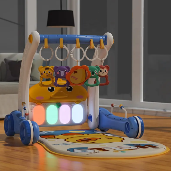 Музыкальный игровой коврик-ходунки с пианино, игрушками и зеркальцем, 2в1, голубой Каменец-Подольский