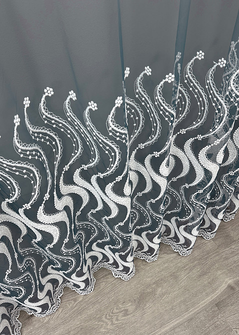 Тюль фатин "Омбре" з вишивкою та люрексом колір мурена з білим 1763т Київ - фото 7