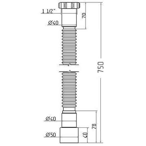 Гнучка труба Waterstal АС-1013 1 1/2″х40/50 з гайкою, 750мм (000013274) Київ