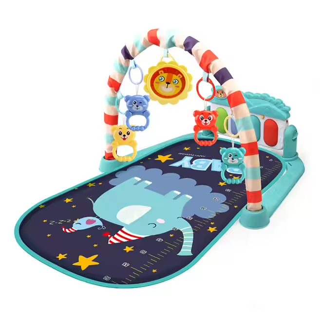 Коврик для детей с музыкальным пианино, игрушками, голубым принтом слона и измерительной шкалой роста Каменец-Подольский - изображение 2
