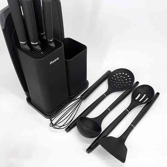 Набір кухонного начиння на підставці Magio MG-1097B, Силіконовий набір для кухні кухарського FV-55 Львів