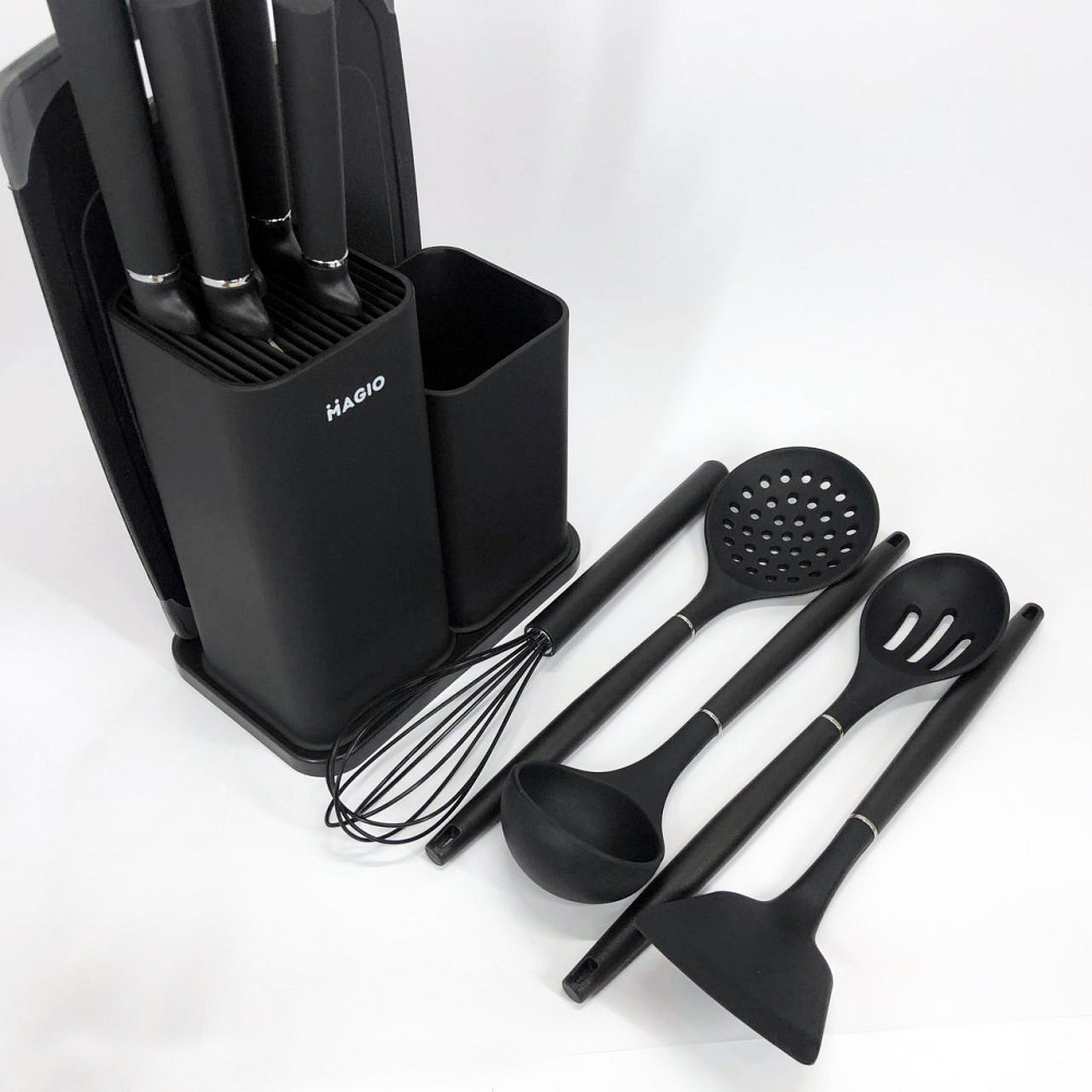Набір кухонного начиння на підставці Magio MG-1097B, Силіконовий набір для кухні кухарського FV-55 Львів - фото 6