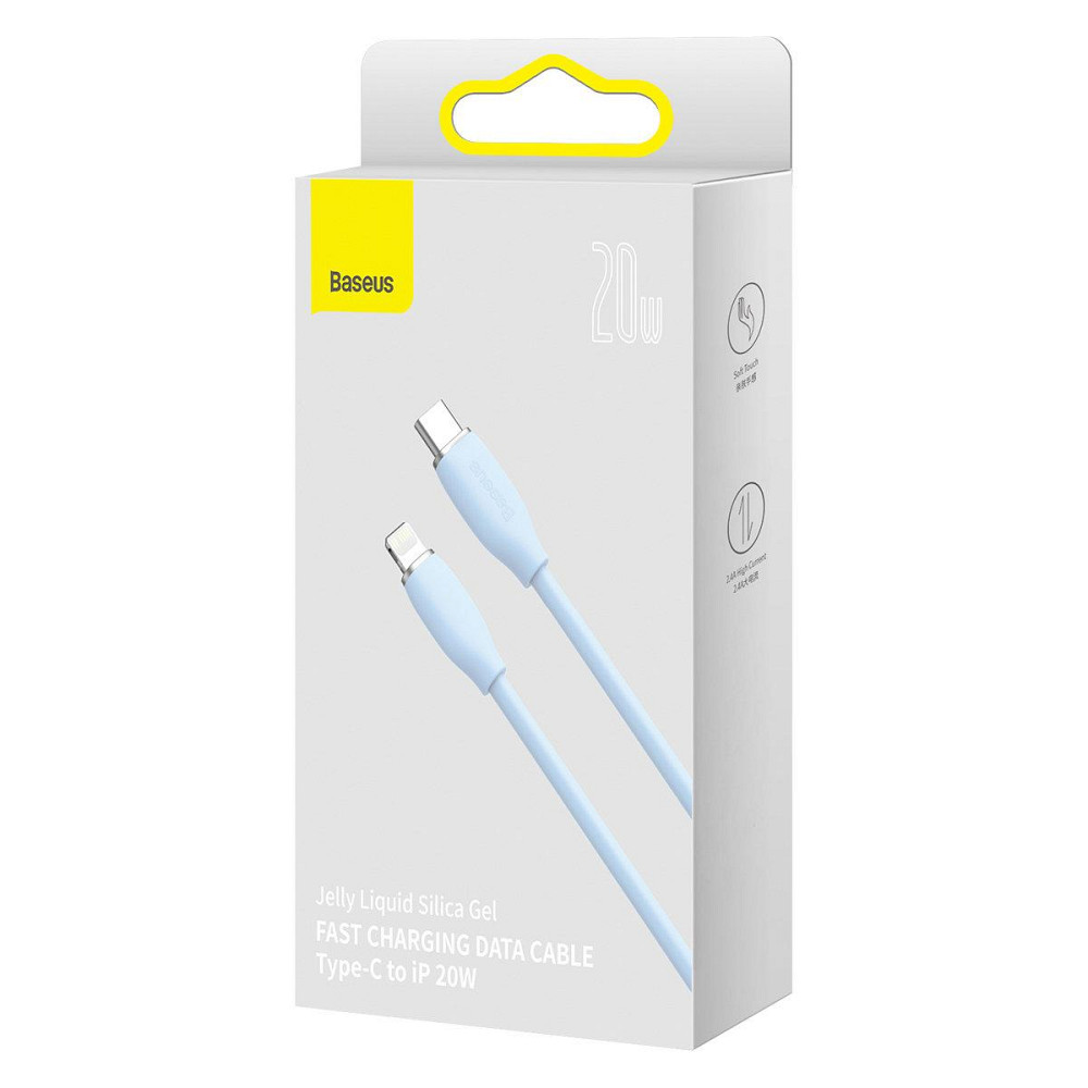 Кабель Lightning Type-C гнучкий 1.2м 20Вт блакитний Baseus Jelly Liquid Silica Gel CAGD020003 Київ - фото 5