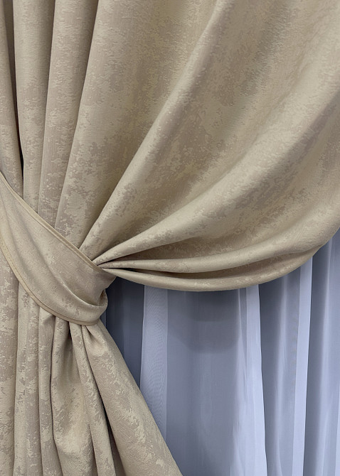 Комплект готових штор VR-Textil Жакард Sultan № 871ш Бежевий 100х290 см 2 шт (31-897) Київ - фото 5