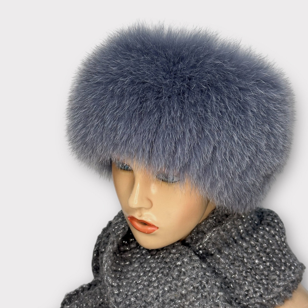 Меховая повязка на голову женская песцовая Серый Харьков - изображение 2