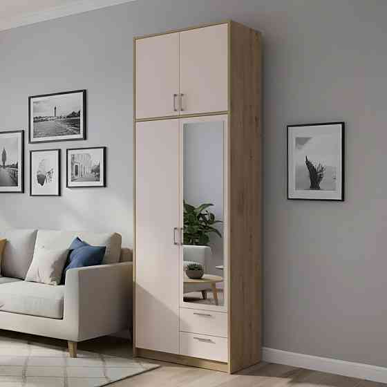 Шафа для одягу Doros Ронді з високою антресоллю і дзеркалом Дуб Артизан/Кашемір 2 ДСП 82х52х260 (DRS-011872) Львів