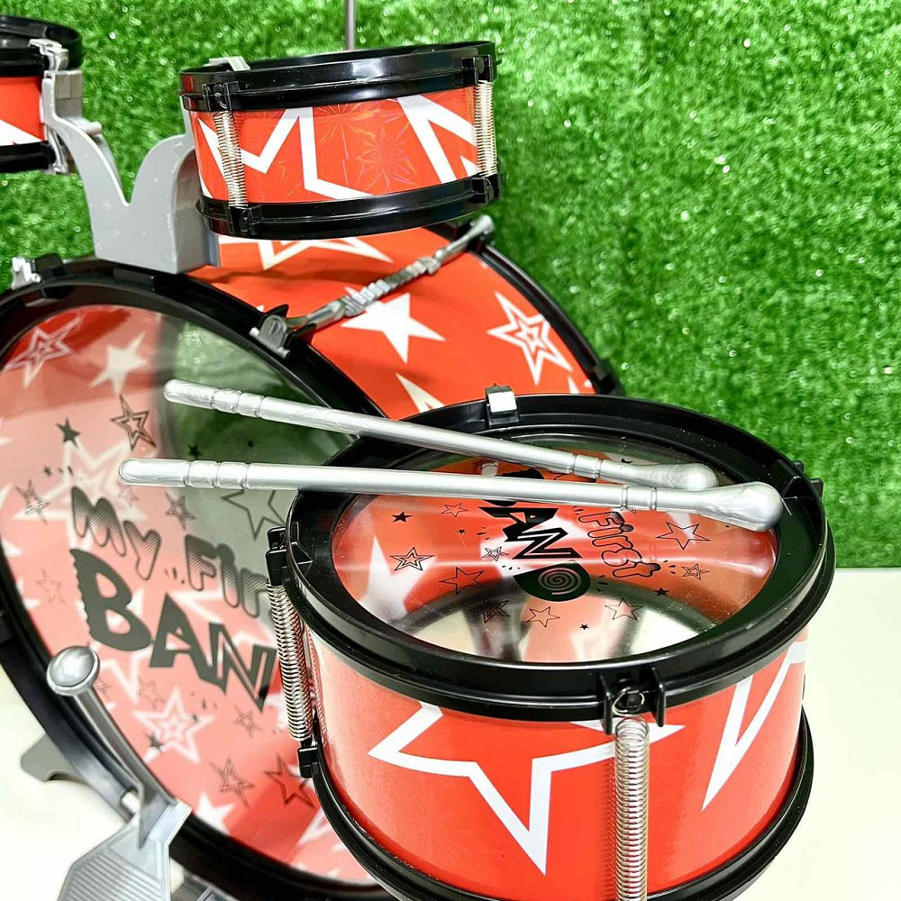 Барабанна установка іграшкова 4 барабани з паличками та стільчиком Червона (1919) Чернигов - изображение 3