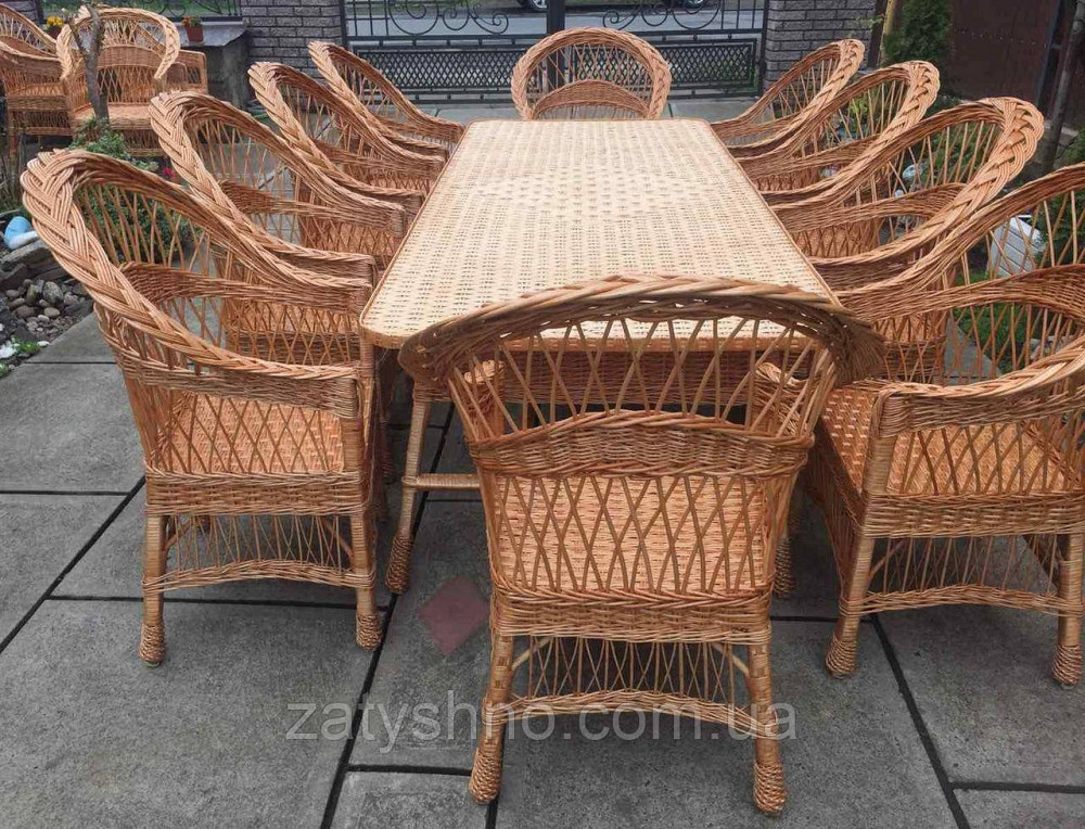 Мебель плетеная на 10 человек | мебель из лозы с креслами | мебель  натуральная с большим столом Киев - изображение 8