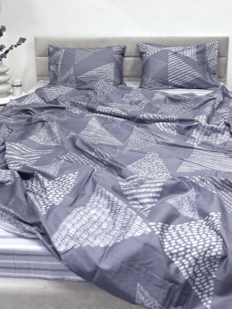 Ecotton Комплект постільної білизни Ecotton полуторний 150х215 см сіра Трикутна абстракція 2120 Коломия