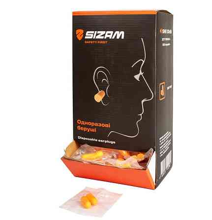 Беруши противошумные одноразовые со шнурком 200 пар Sizam SNR 30 dB / SM 1280 арт. 35021 Ровно