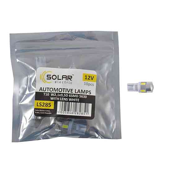 LED автолампа Solar 12V T10 W2.1x9.5d 6SMD 5630 with lens white 10шт Київ